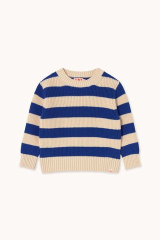 Stripes Knit Sweater light cream/ ultramarine