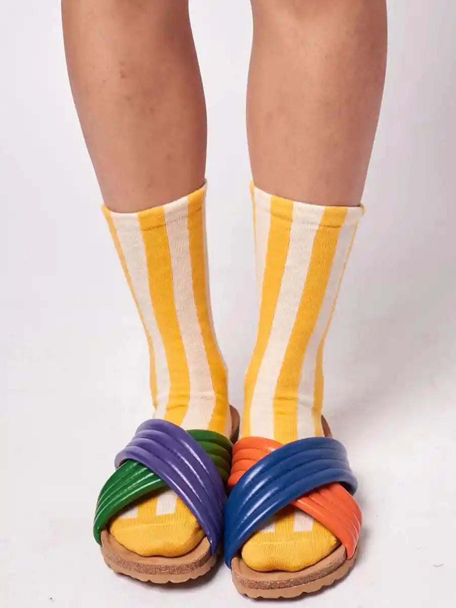 Color Block Cross Strap Crossover Sandals