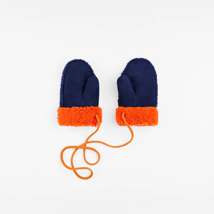 Handschuhe Teddy Schaffell Kinder Indigo/Orange