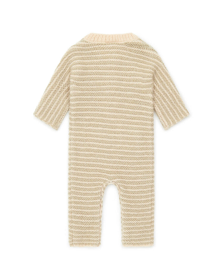 Striped Wool Baby Romper Beige Baby BonTon | Zirkuss 