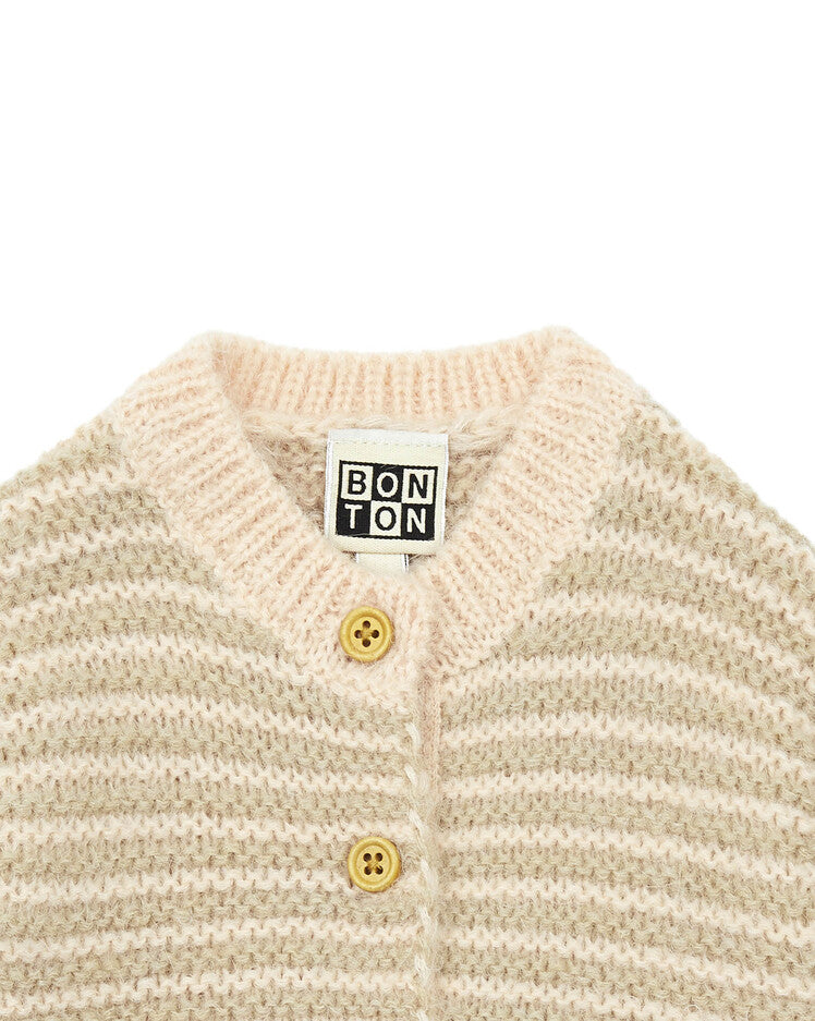 Striped Wool Baby Romper Beige Baby BonTon | Zirkuss 