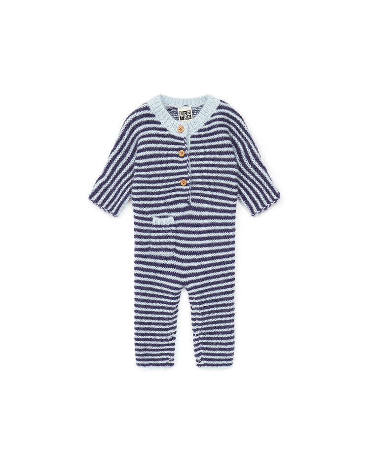 Striped Wool Baby Romper Blue Baby BonTon | Zirkuss 